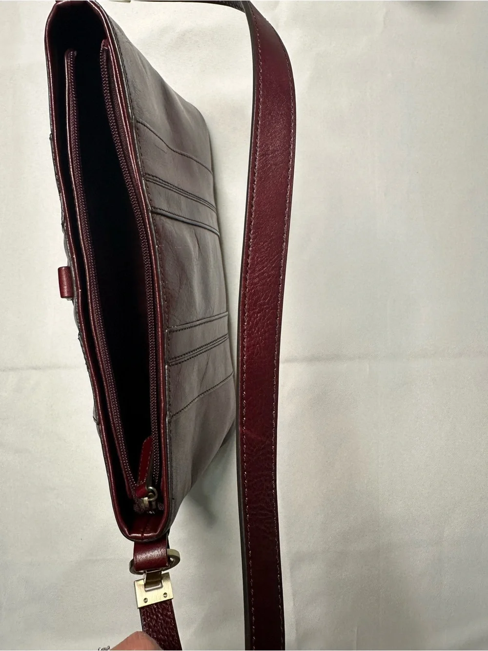 Etienne Aigner Oxblood Red Leather Shoulder Bag with Gold Hardware
